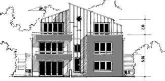 Zeichnung Genehmigungsplanung: Ansicht Neubau Mehrfamilienhaus in Hamburg Zeichnung Genehmigungsplanung: Ansicht Neubau Mehrfamilienhaus in Hamburg